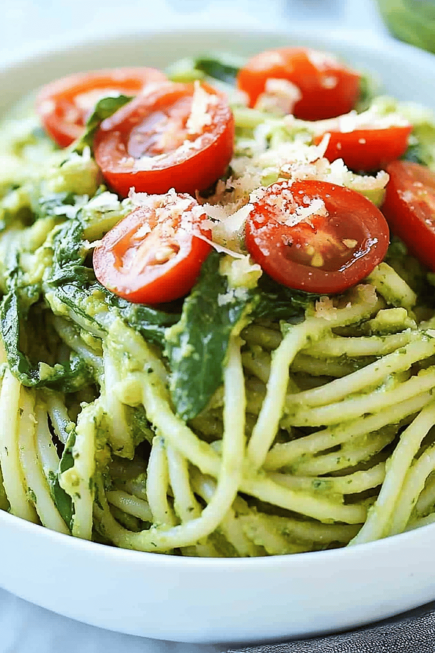Easy Spinach Avocado Pasta Recipe Final Dish Presentation