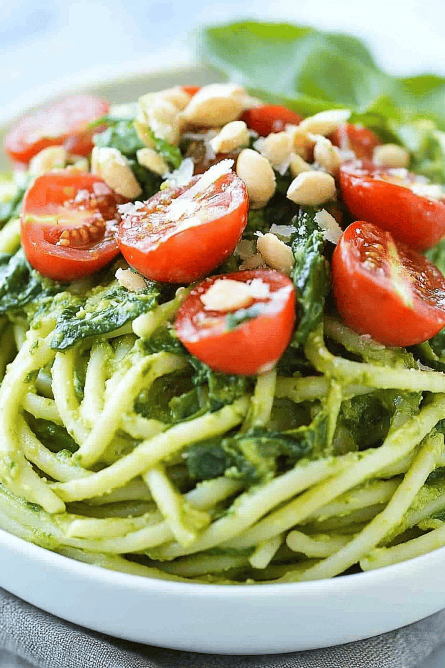 Easy Spinach Avocado Pasta Recipe Final Dish Presentation