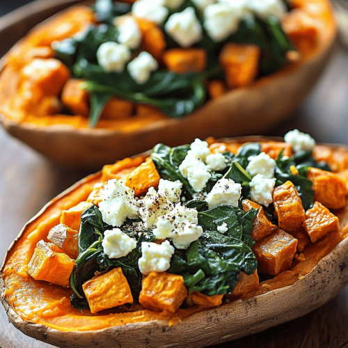 Easy Spinach and Feta Stuffed Sweet Potatoes Recipe