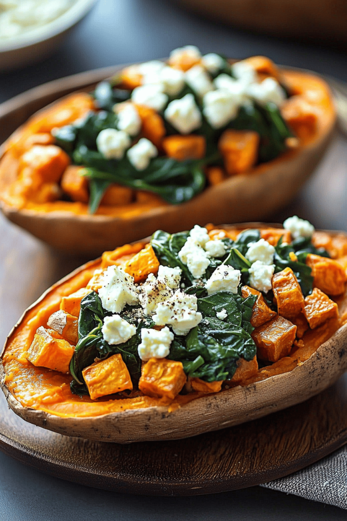 Easy Spinach and Feta Stuffed Sweet Potatoes Recipe