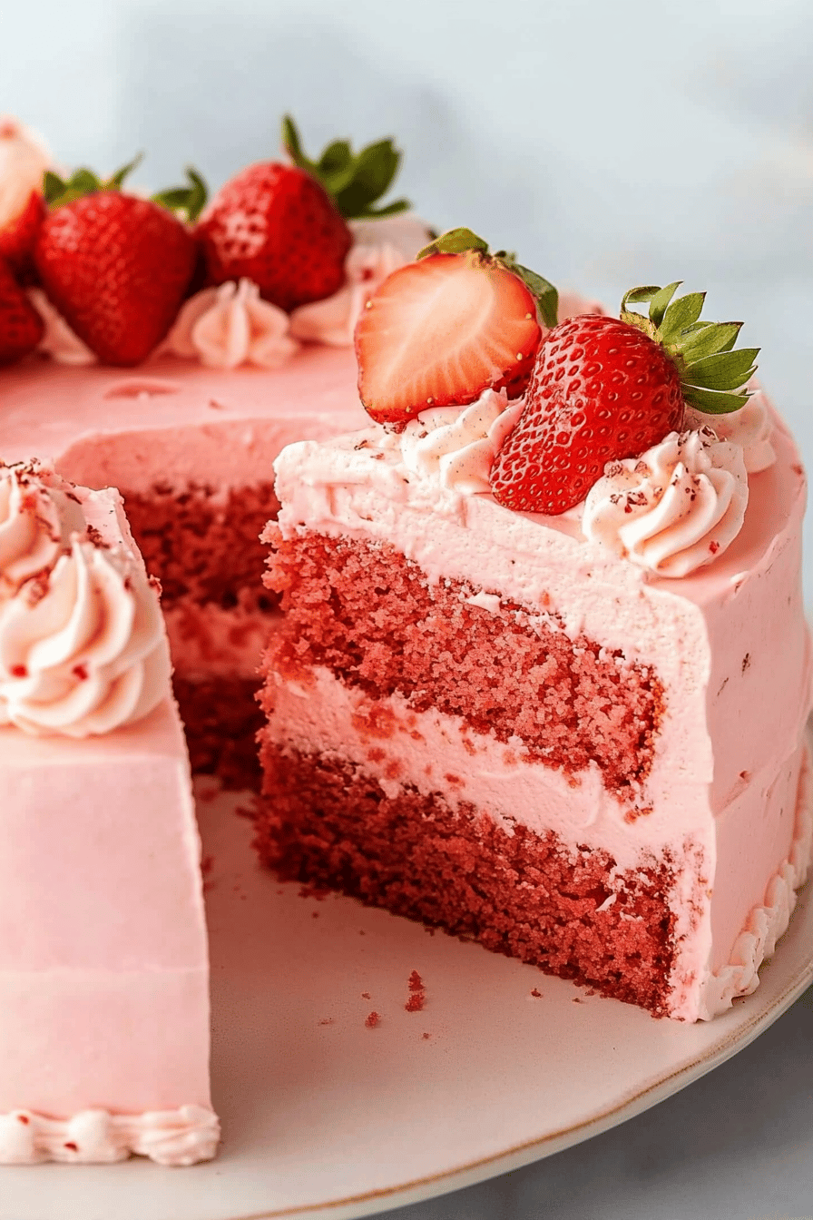 Easy Strawberry Dream Cake Recipe Final Dish Presentation