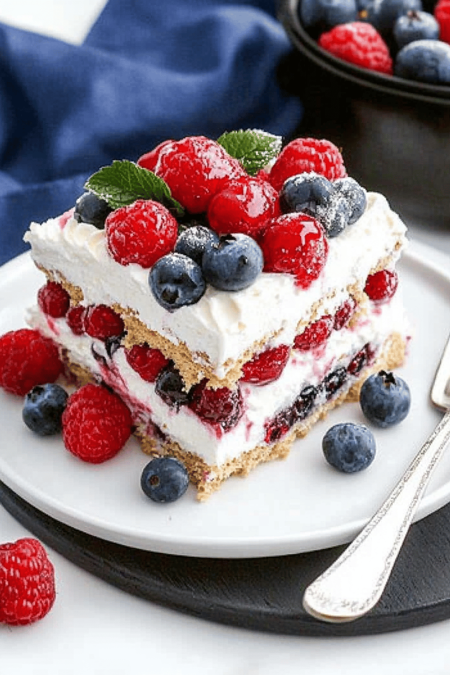 Easy Summer Berry Icebox Cake Recipe Final Dish Presentation