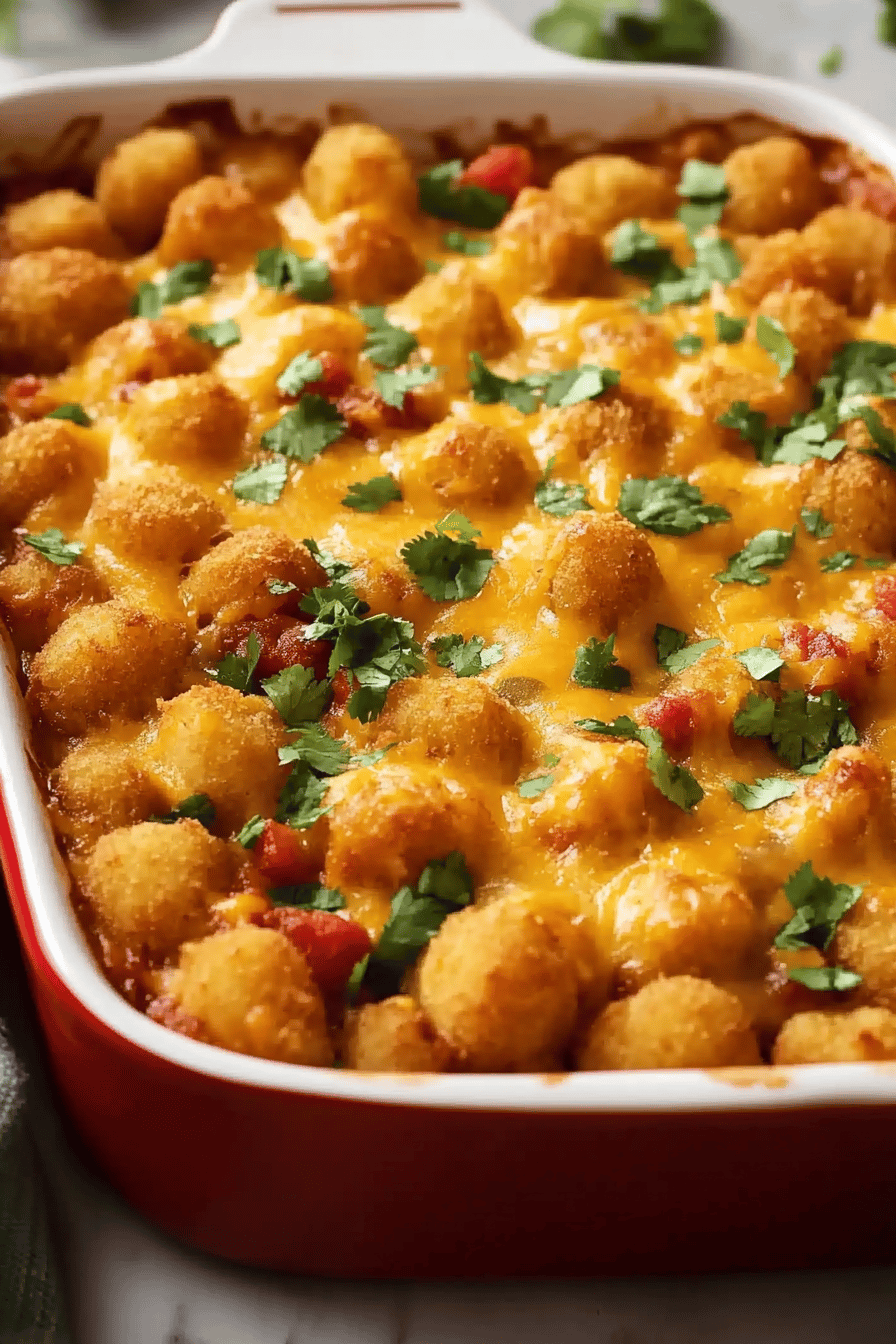 Easy Taco Tater Tot Casserole Recipe Final Dish Presentation