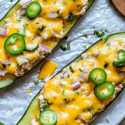 Easy Tuna Melt Zucchini Boats Recipe