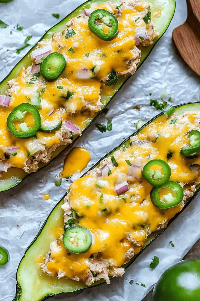 Easy Tuna Melt Zucchini Boats Recipe