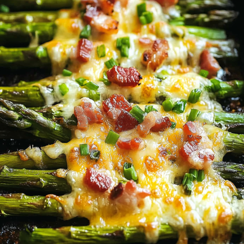 Garlic Roasted Asparagus with Bacon and Cheese Recipe