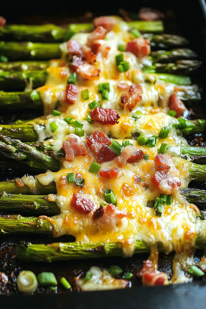 Garlic Roasted Asparagus with Bacon and Cheese Recipe