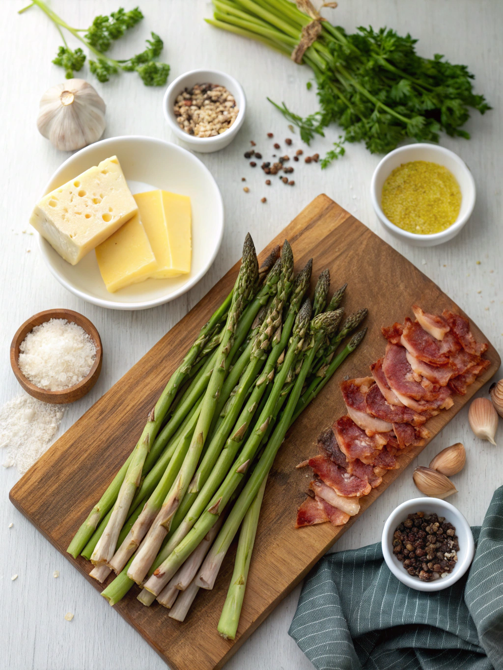 Garlic Roasted Asparagus with Bacon and Cheese Recipe ingredients
