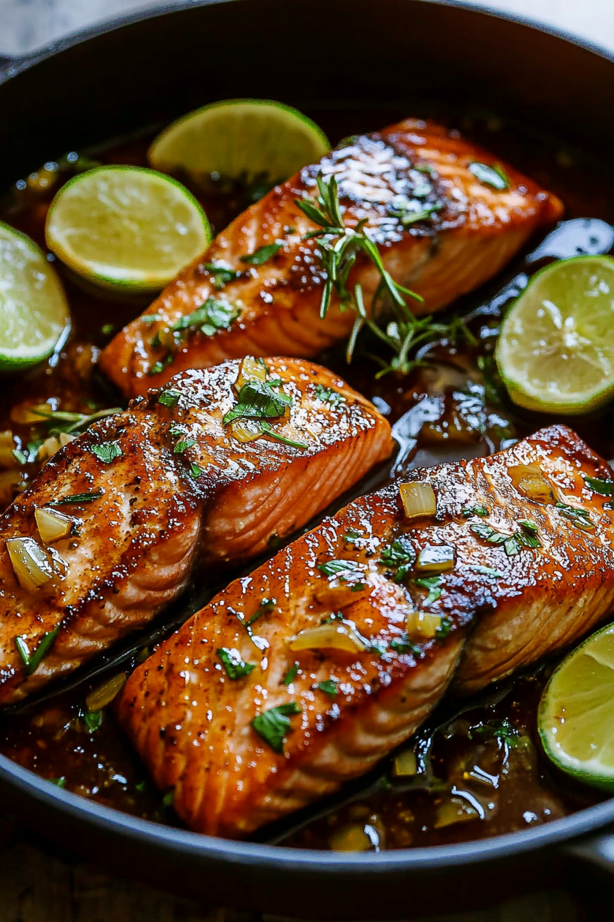 Honey Garlic Salmon Recipe - Easy and Flavorful Sauce Preparation Final Dish Presentation