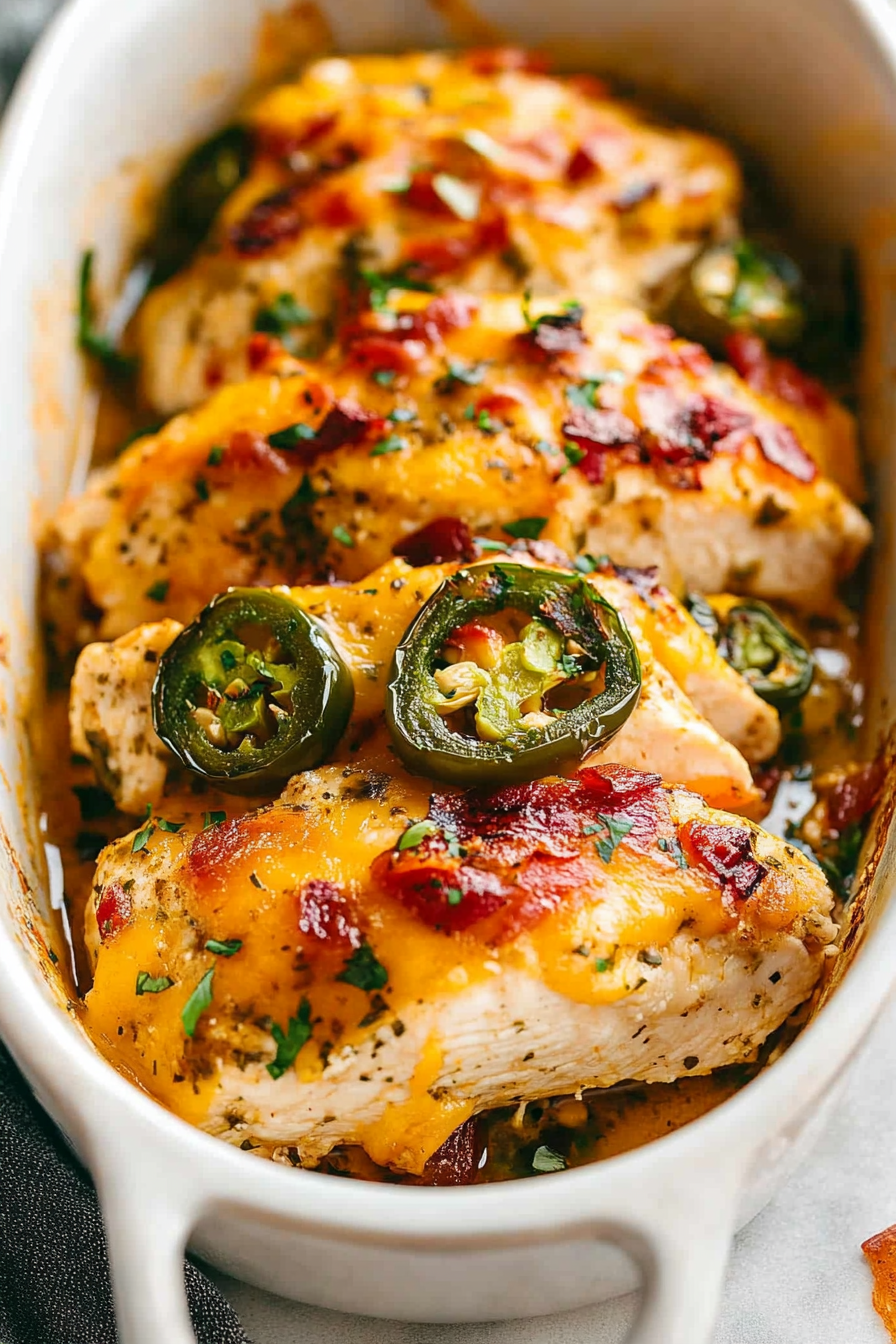 Jalapeno Popper Baked Chicken Breasts Recipe Final Dish Presentation