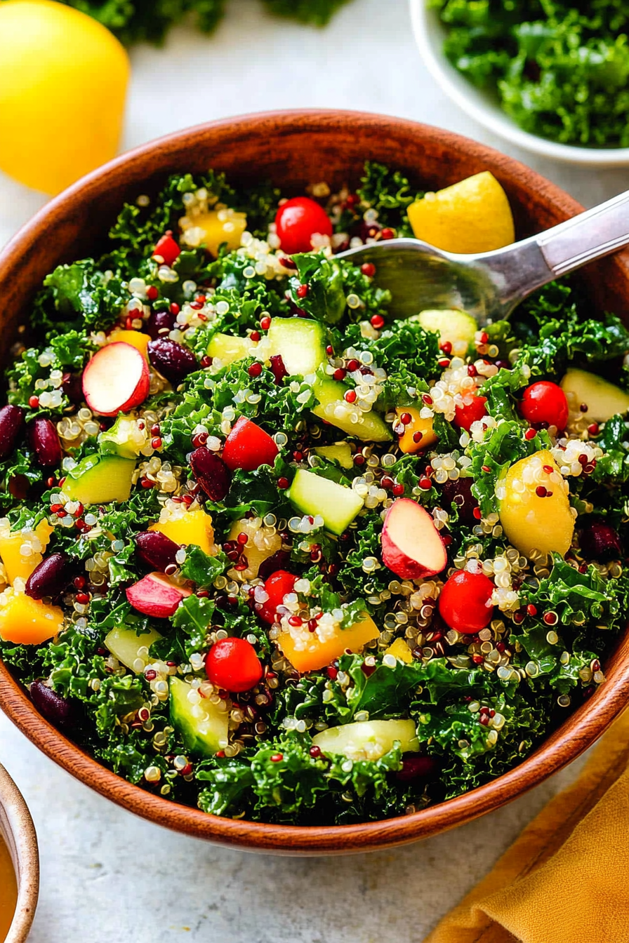 Kale and Quinoa Salad Recipe Final Dish Presentation