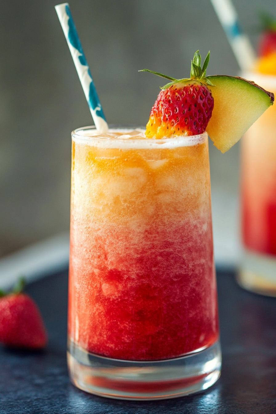 Lava Flow Cocktail Final Dish Presentation
