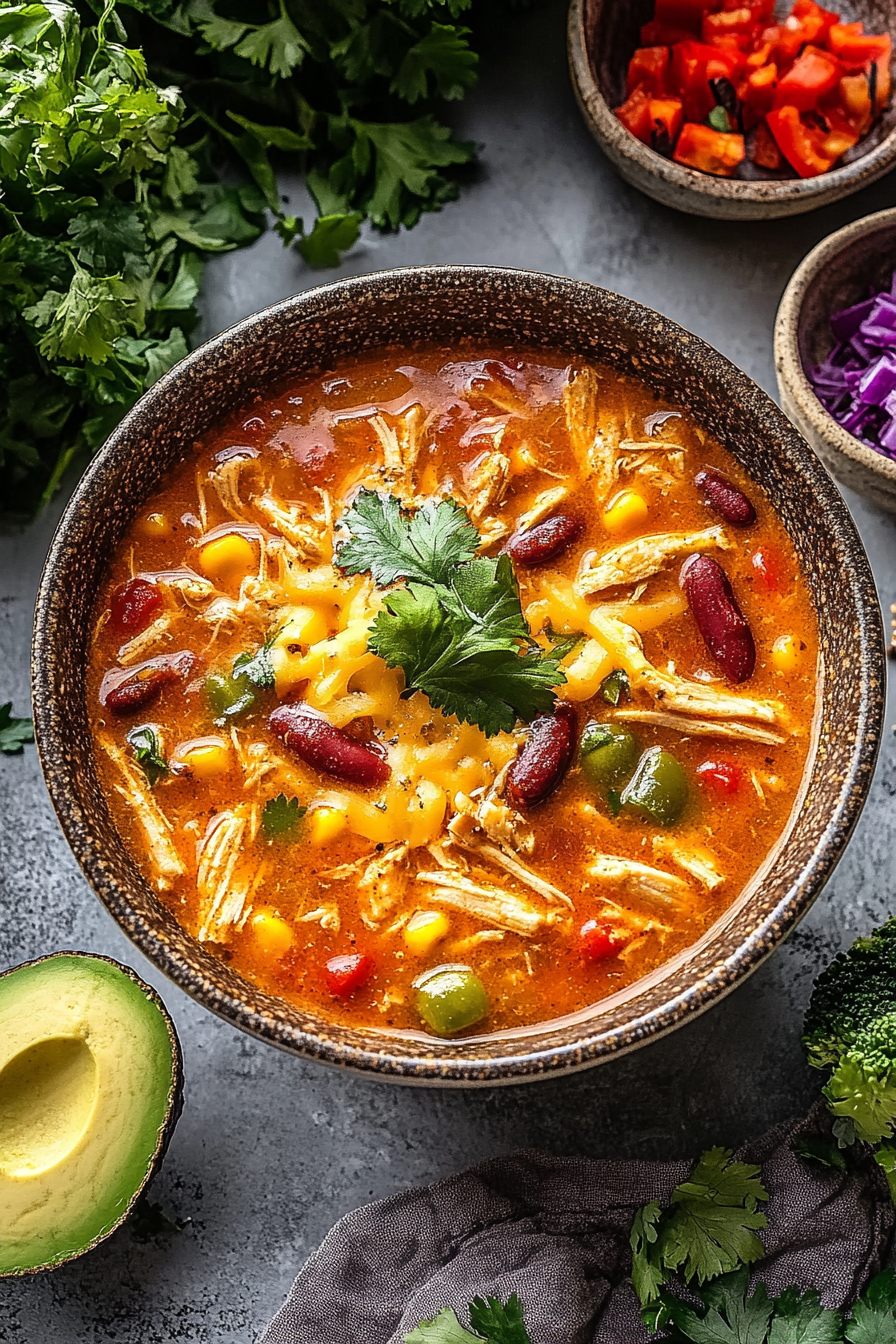 Light and Healthy Chicken Tortilla Soup Recipe Final Dish Presentation