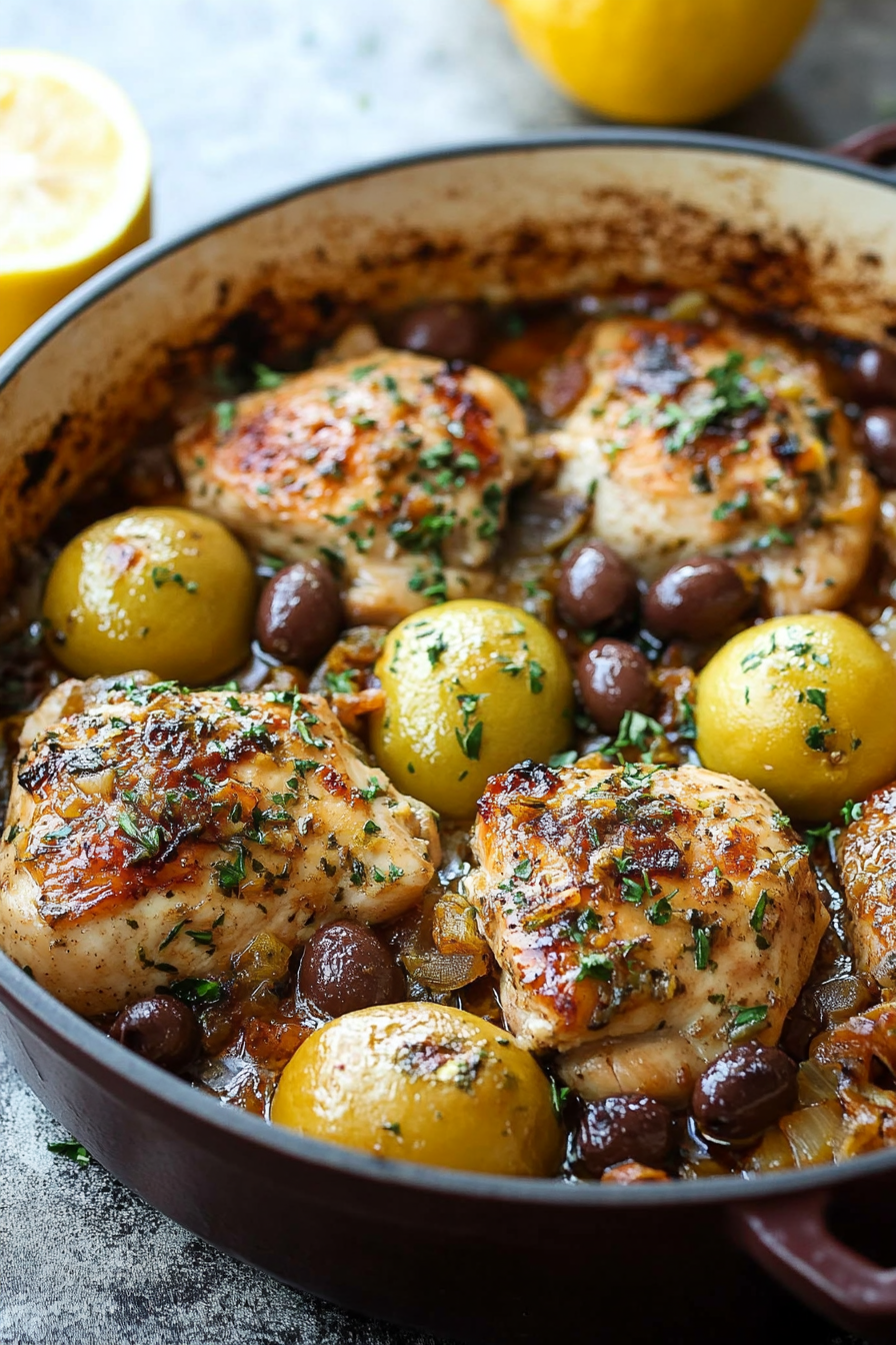 Mediterranean Chicken with Lemons and Olives Recipe Final Dish Presentation