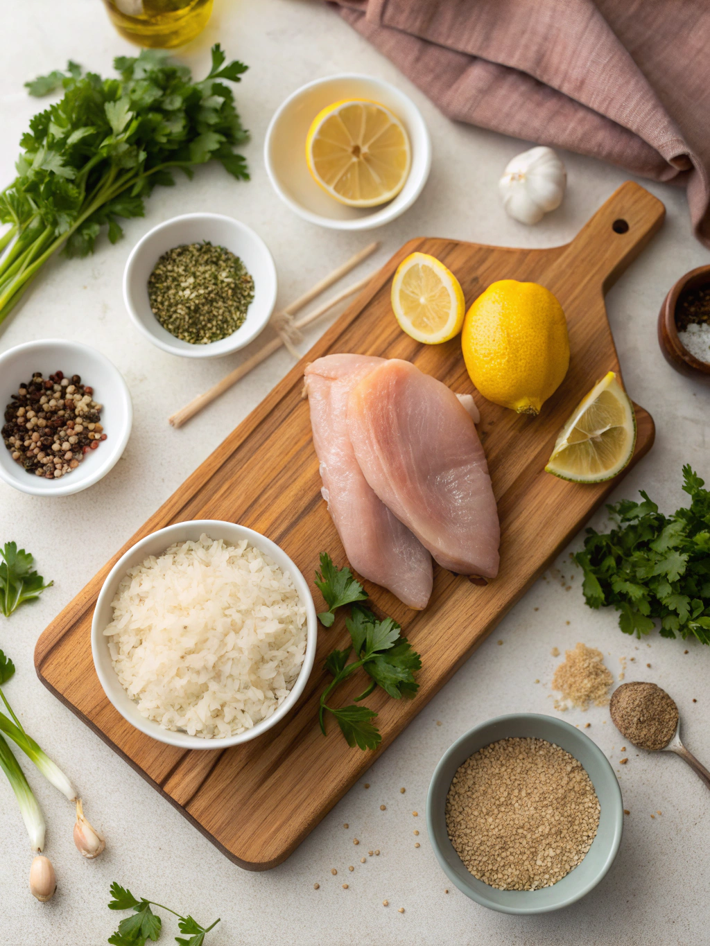 One-Pan Chicken Piccata and Rice Recipe ingredients