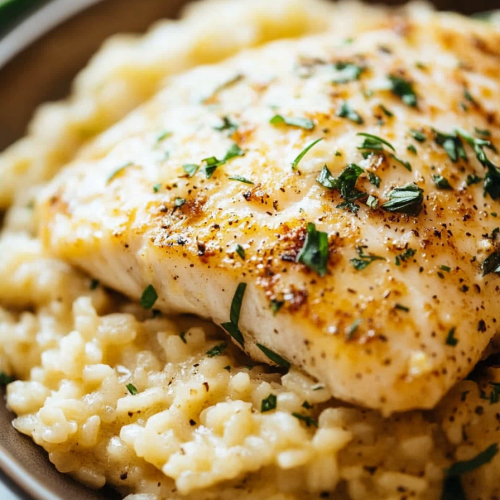 One-Pan Risotto with Garlic Herb Tilapia Recipe