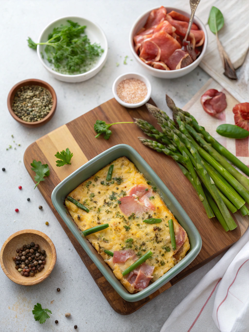 Overnight Breakfast Strata with Prosciutto and Asparagus Recipe ingredients