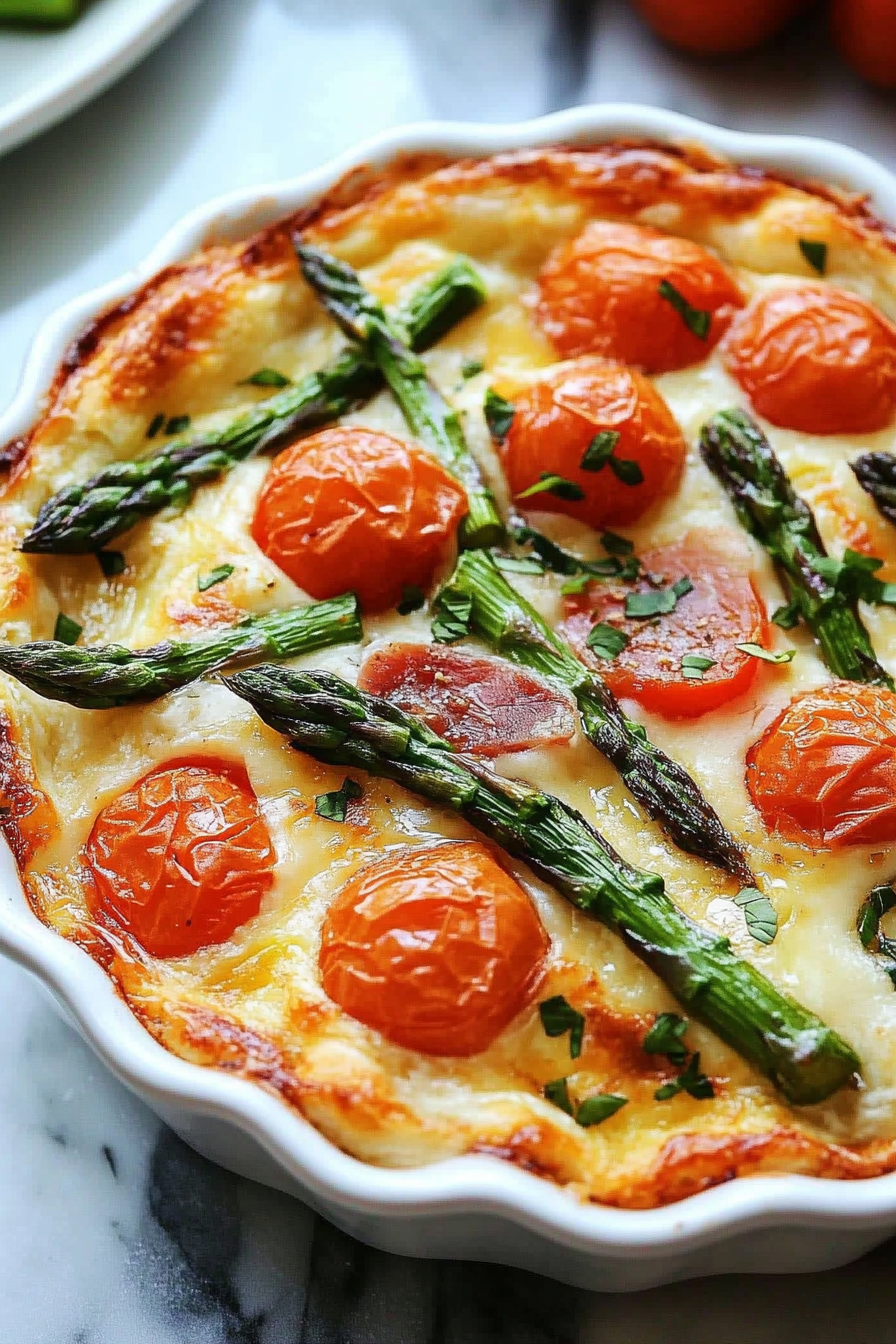 Overnight Breakfast Strata with Prosciutto and Asparagus Recipe