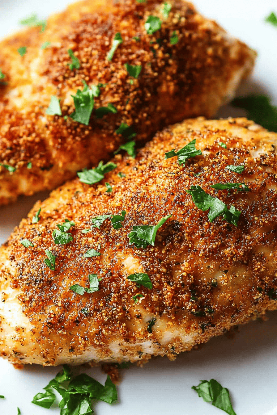Parmesan-Crusted Chicken Recipe Final Dish Presentation