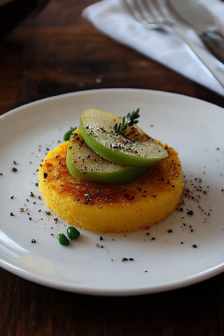 Polenta Cakes with Apples and Cheddar Recipe