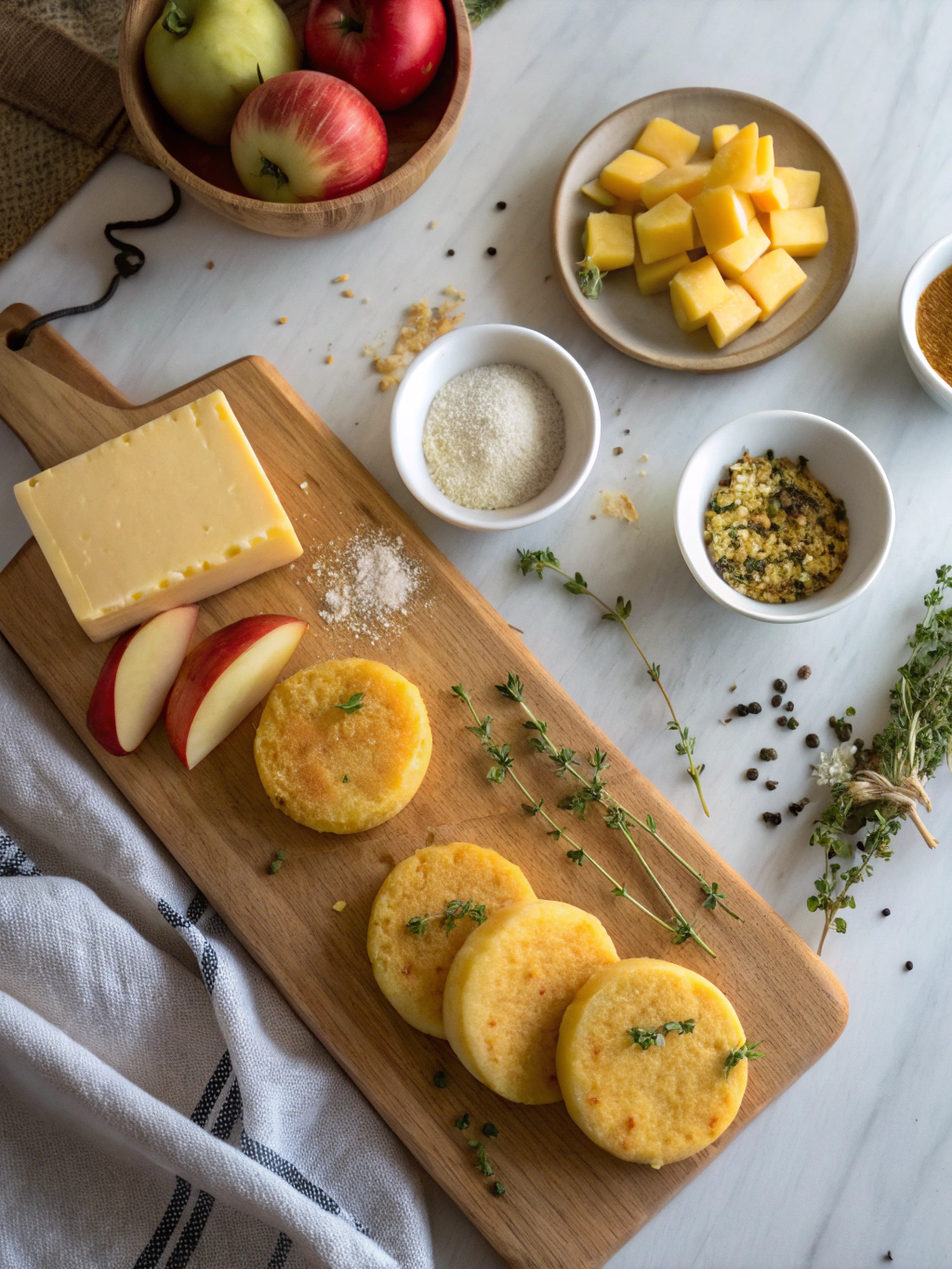 Polenta Cakes with Apples and Cheddar Recipe ingredients