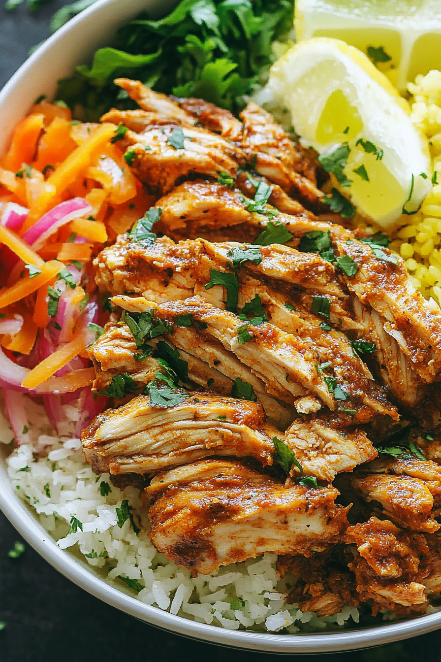 Pulled Tandoori Chicken and Rice Bowls Recipe