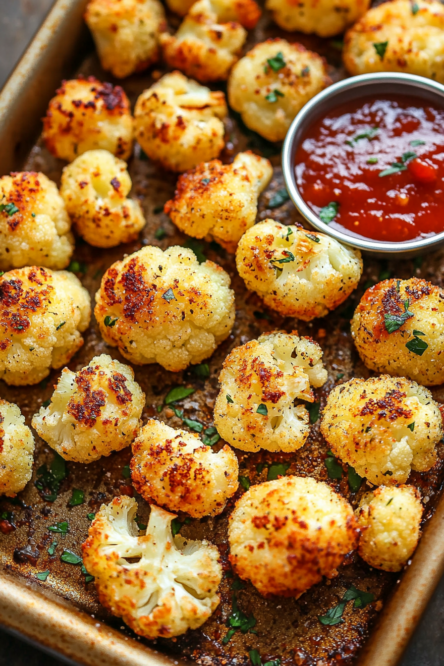 Roasted Parmesan Cauliflower Bites Recipe Final Dish Presentation