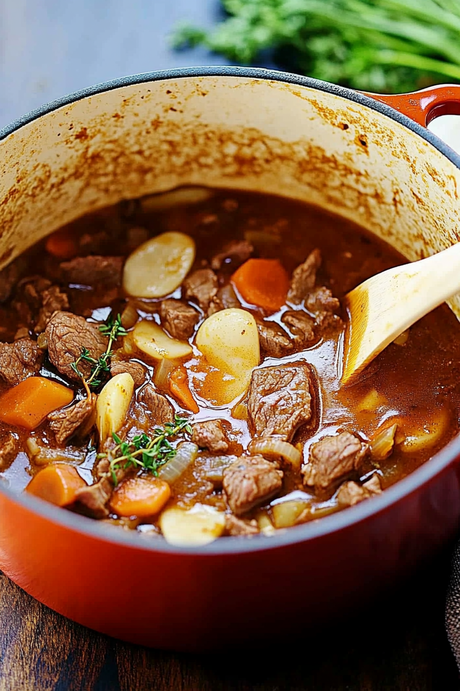 Savory Beer and Beef Stew Recipe Final Dish Presentation