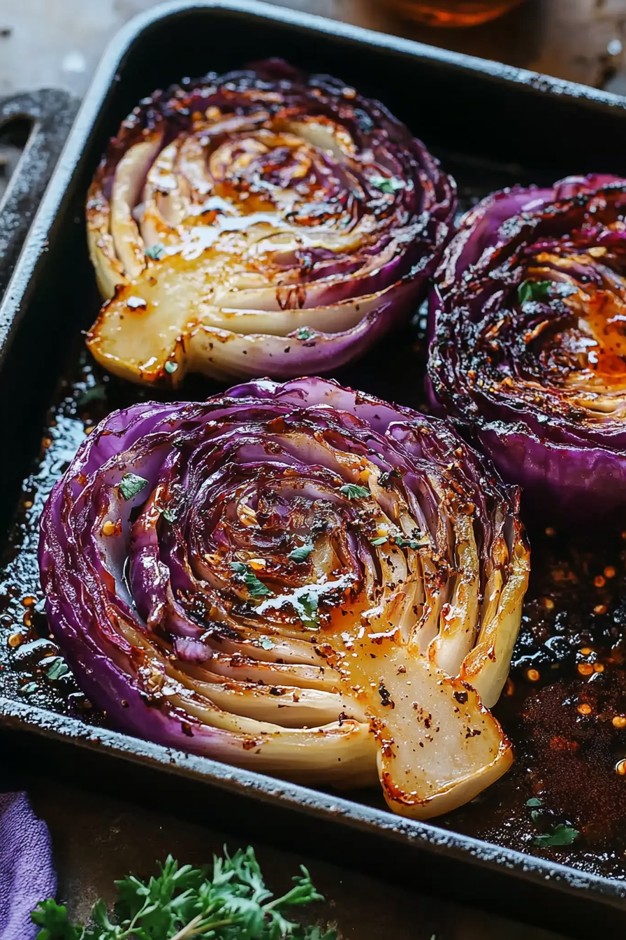 Savory Roasted Cabbage Steaks Recipe Final Dish Presentation