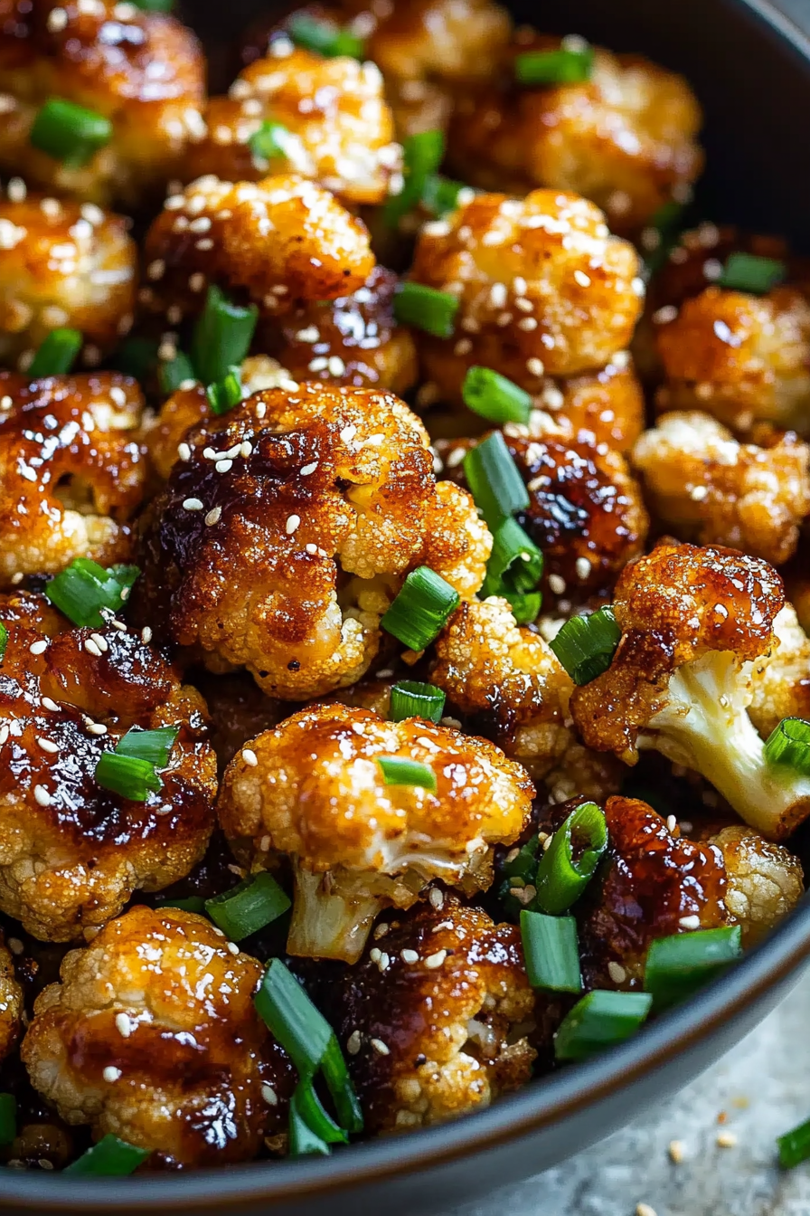 Savory Sticky Sesame Cauliflower Bites Recipe Final Dish Presentation