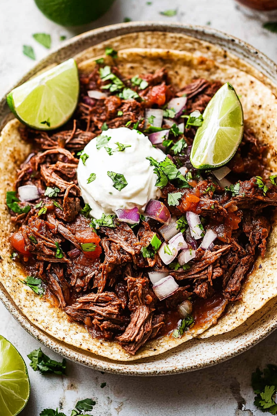 Slow Cooker Beef Machaca Recipe Final Dish Presentation