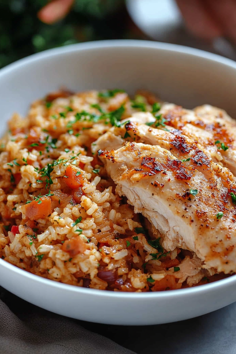 Slow Cooker Chicken and Rice Recipe Final Dish Presentation