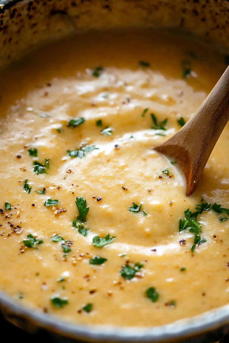 Slow Cooker Creamy Cauliflower Soup Recipe Final Dish Presentation