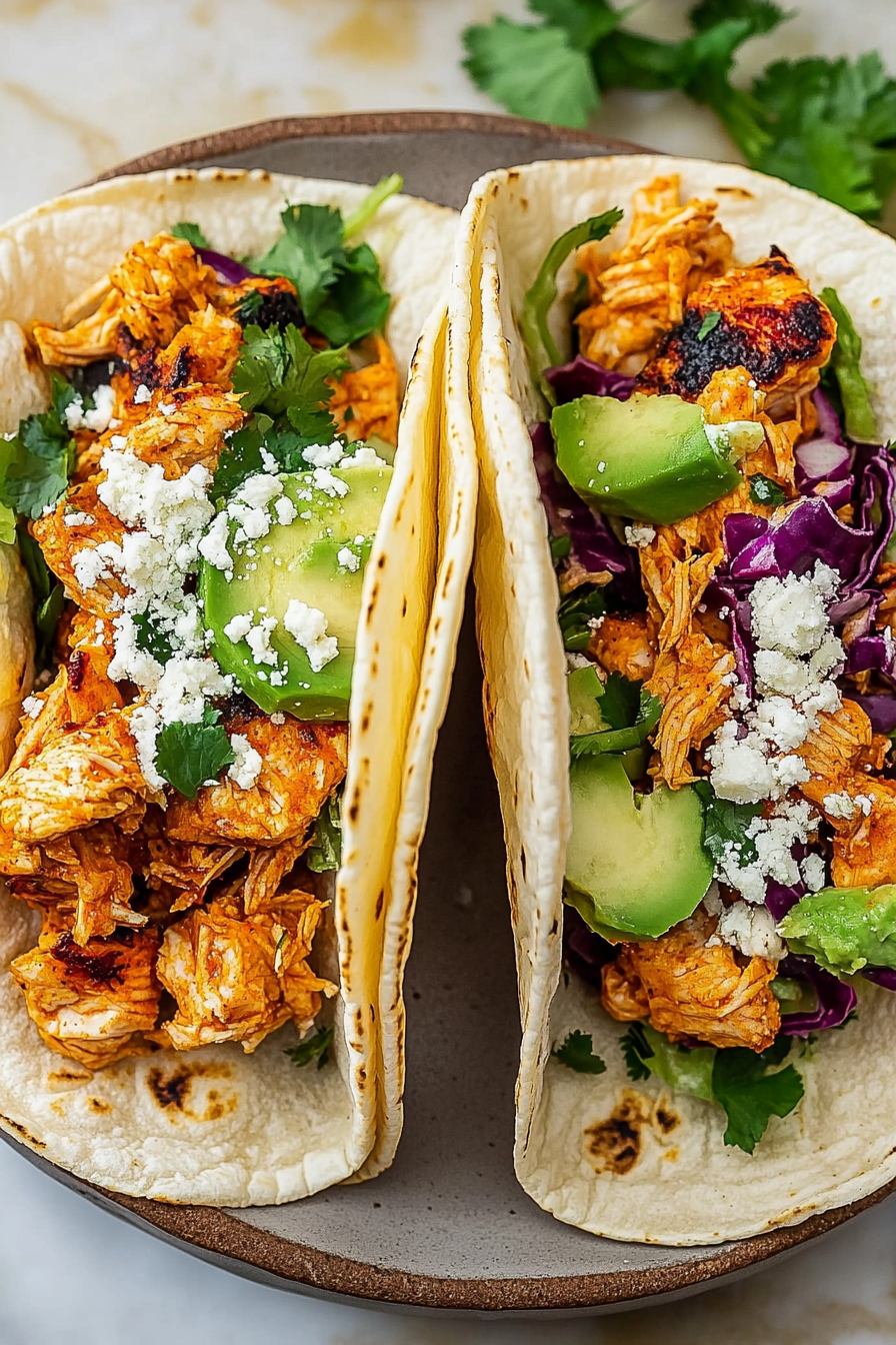 Spicy Shredded Buffalo Chicken Tacos Recipe Final Dish Presentation
