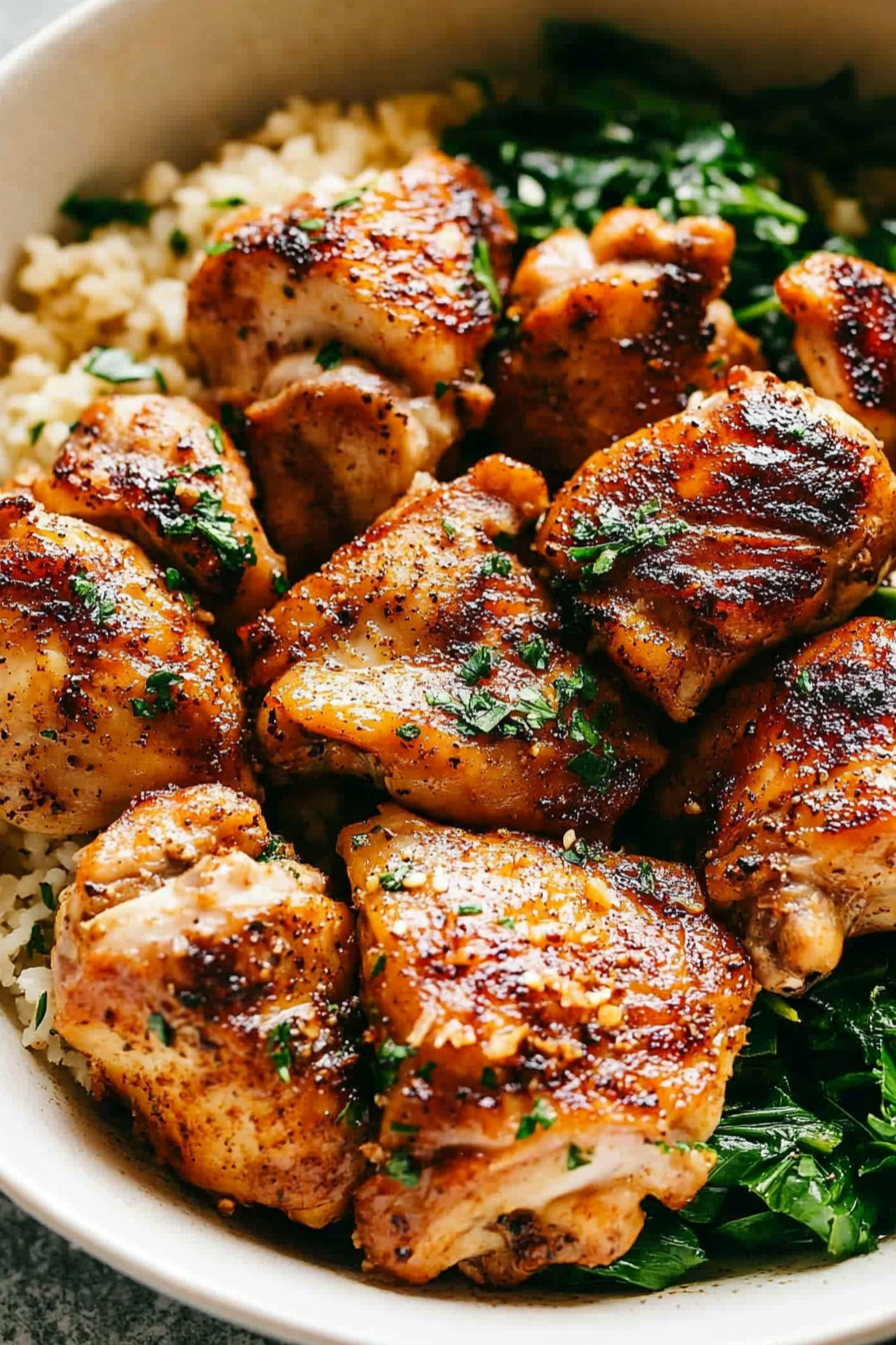 Stove Top Chicken Thighs Recipe Final Dish Presentation