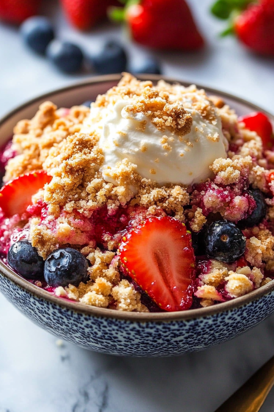 Strawberry Blueberry Crumble Recipe Final Dish Presentation