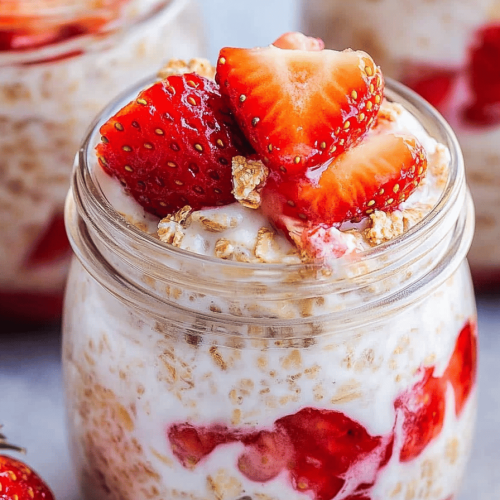 Strawberry Cheesecake Overnight Oats Recipe