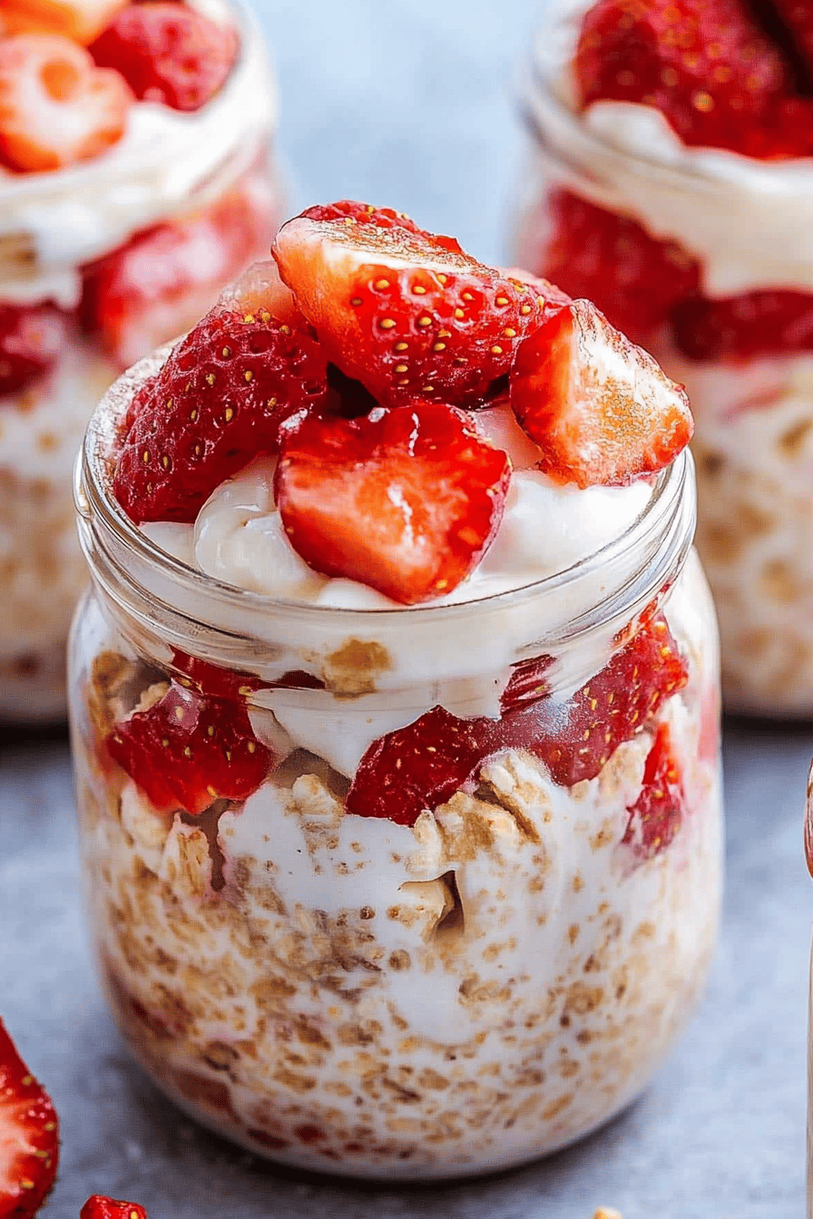 Strawberry Cheesecake Overnight Oats Recipe Final Dish Presentation