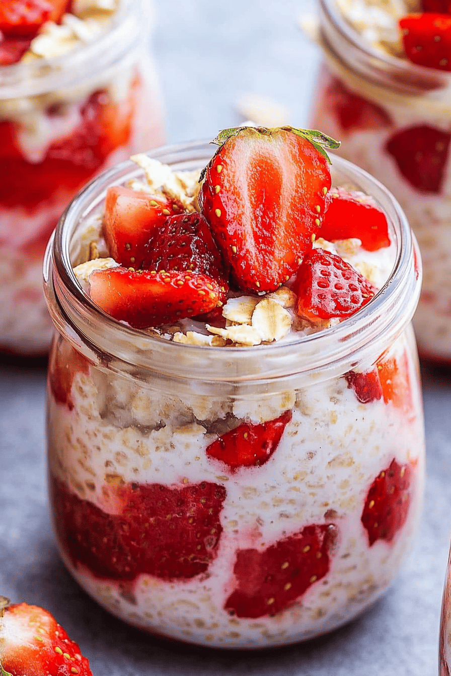 Strawberry Cheesecake Overnight Oats Recipe Final Dish Presentation