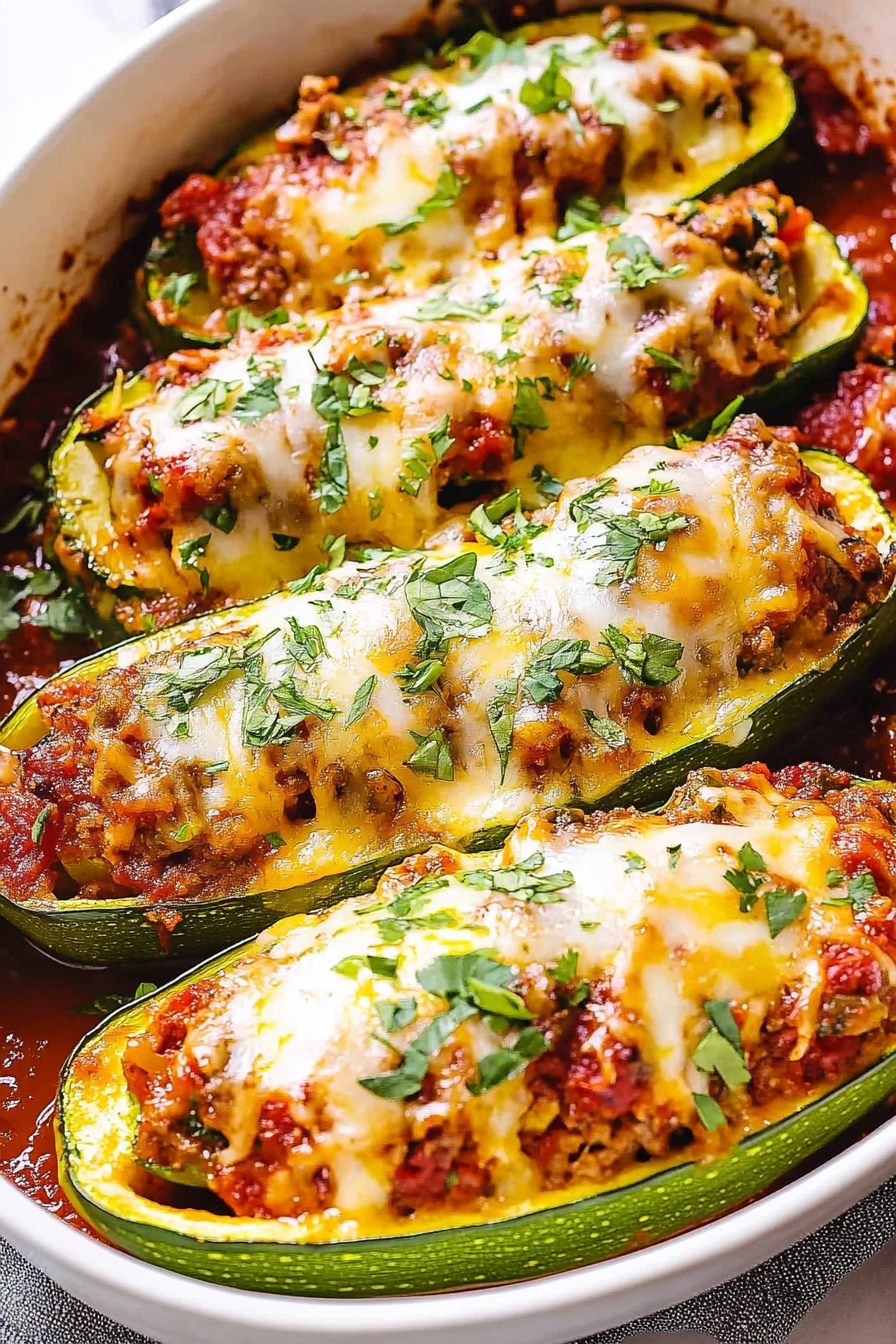 Stuffed Zucchini Boats Recipe Final Dish Presentation