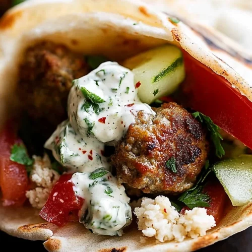 Turkey Meatballs in Pita Pockets with Cucumber Yogurt Sauce Recipe