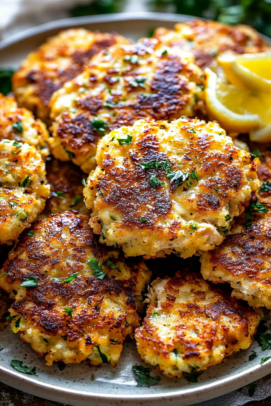 Zucchini Chicken Fritters Recipe Final Dish Presentation
