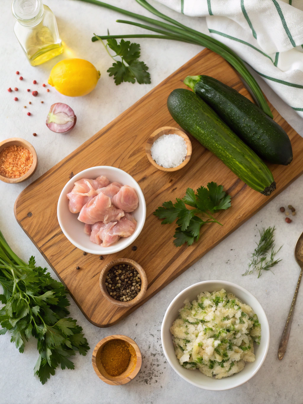 Zucchini Chicken Fritters Recipe ingredients