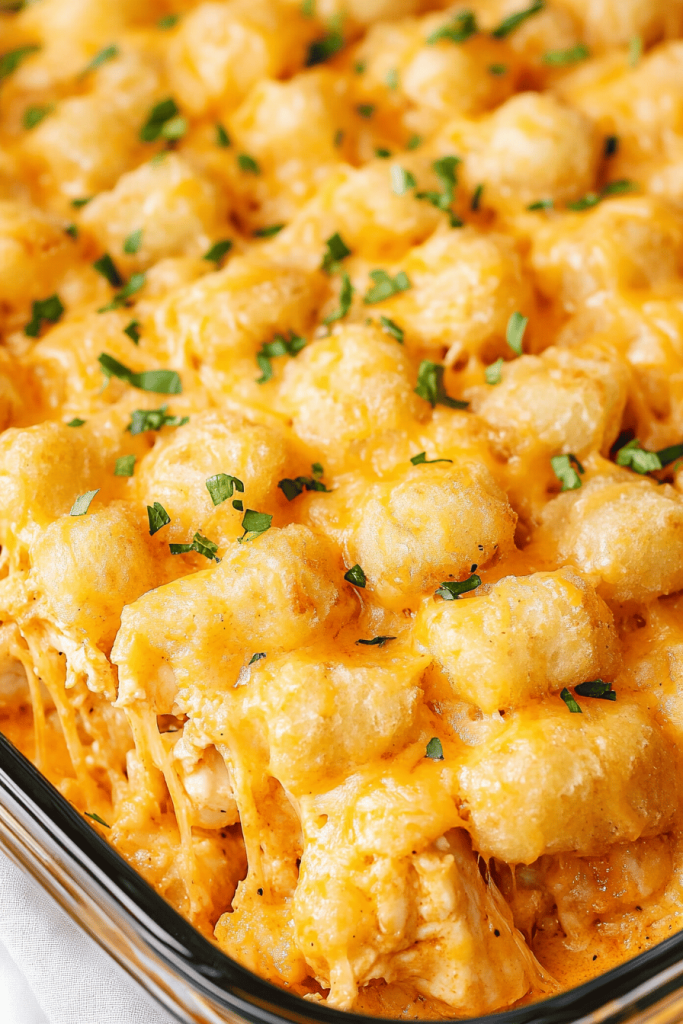 Buffalo Ranch Chicken Tater Tot Casserole Recipe