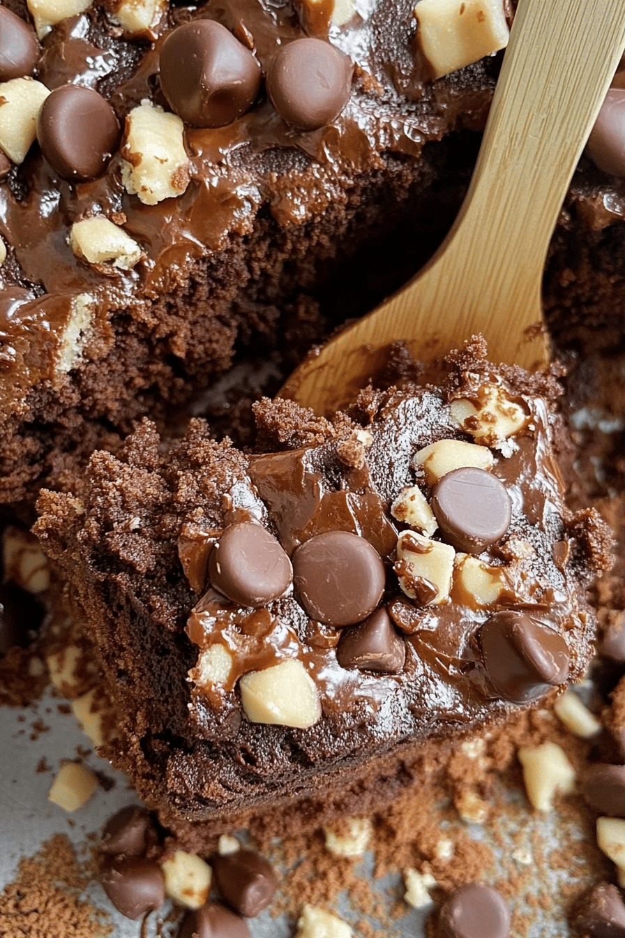 Caramel Chocolate Turtle Dump Cake Recipe Final Dish Presentation