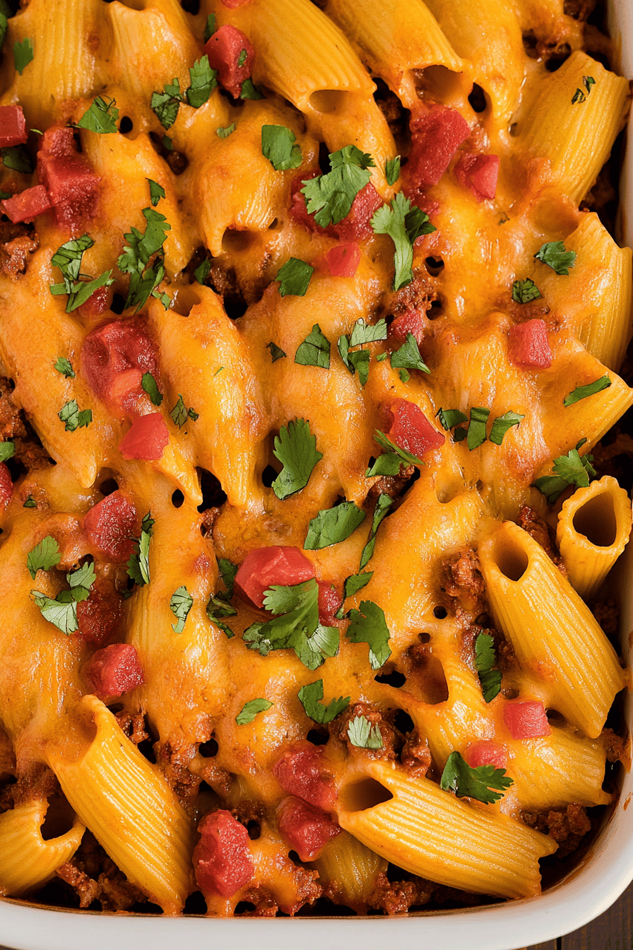 Cheesy Taco Stuffed Shells Pasta Final Dish Presentation