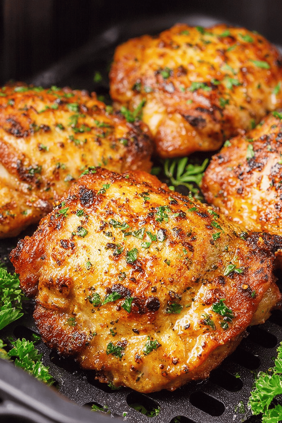 Crispy Air Fryer Chicken Thighs Recipe Final Dish Presentation