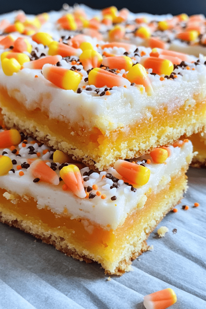 Delish Candy Corn Sugar Cookie Bars