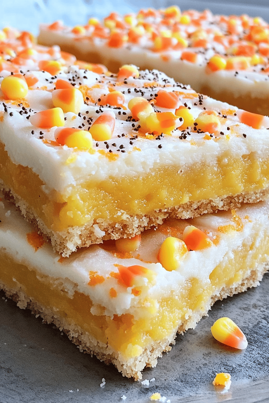 Delish Candy Corn Sugar Cookie Bars Final Dish Presentation