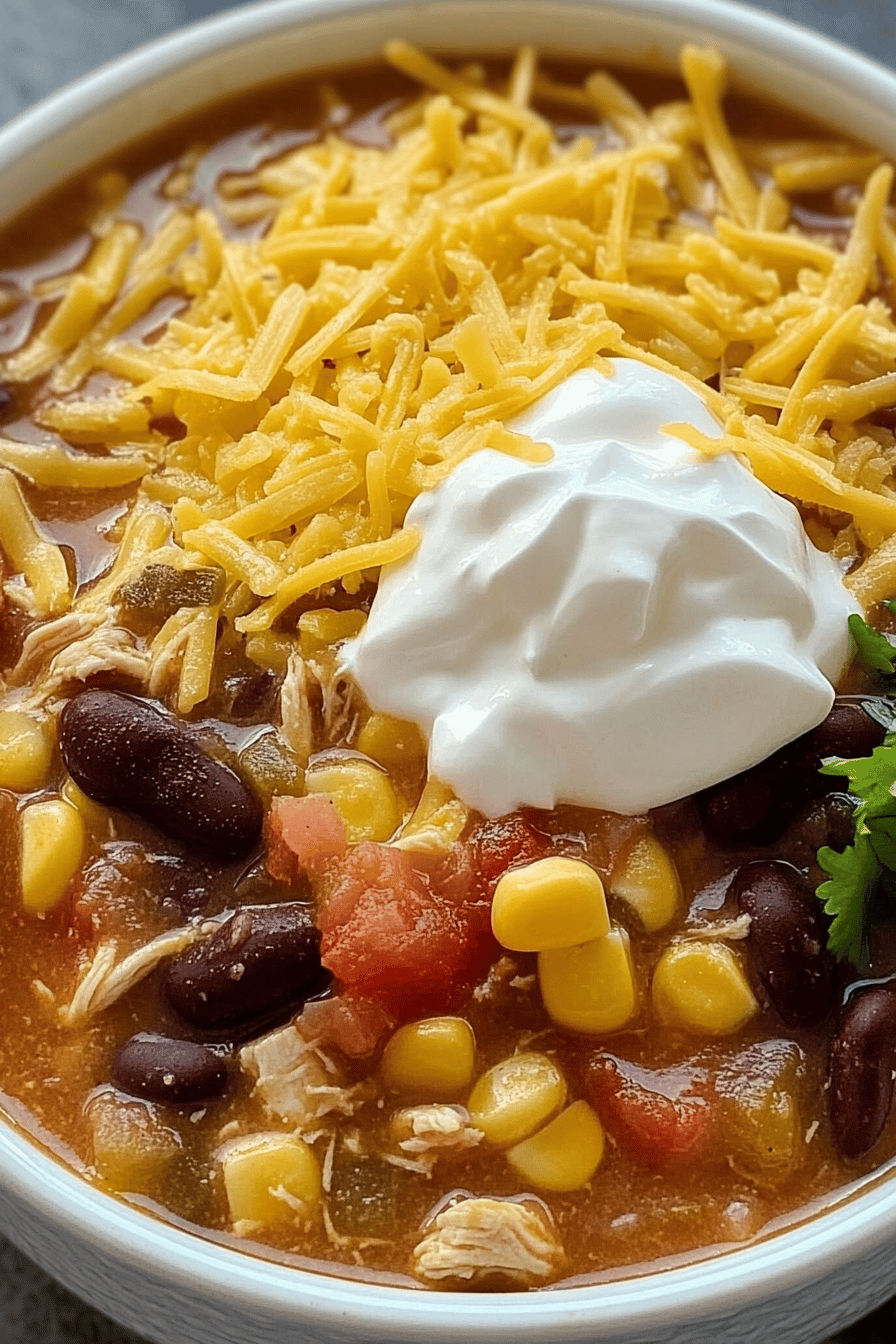 Easy 7-Can Chicken Taco Soup Recipe Final Dish Presentation